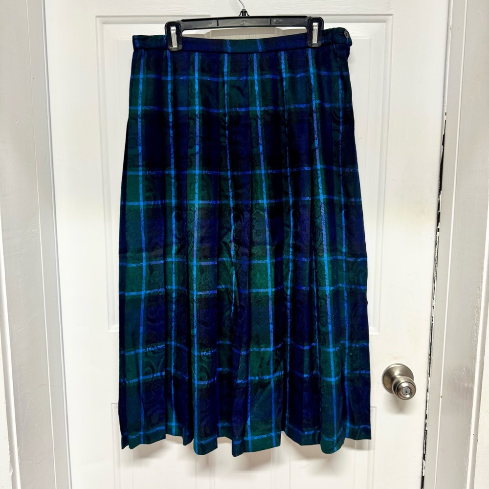 Pendleton Navy and Emerald A-Line Skirt- Vintage-like new